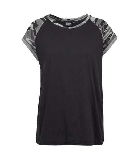 T-shirt Manches Raglan Motif/style Contrasté Femme Noir Noir Gris Gris Clair Urban Classics