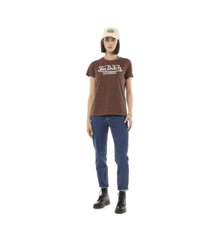 T-shirt femme col rond allover et print devant Leopard Vondutch