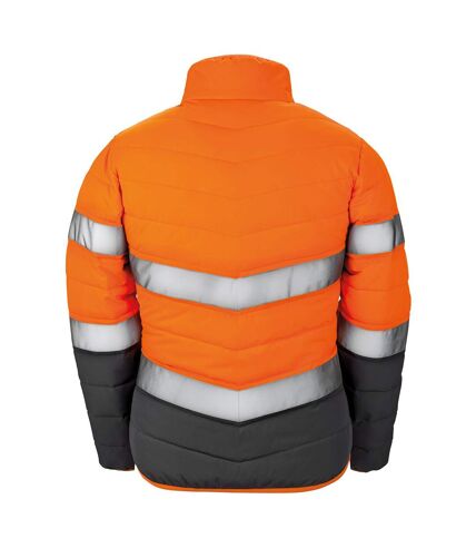 Result Safeguard Womens/Ladies Soft Padded Safety Jacket (Fluorescent Orange/Grey) - UTRW6117