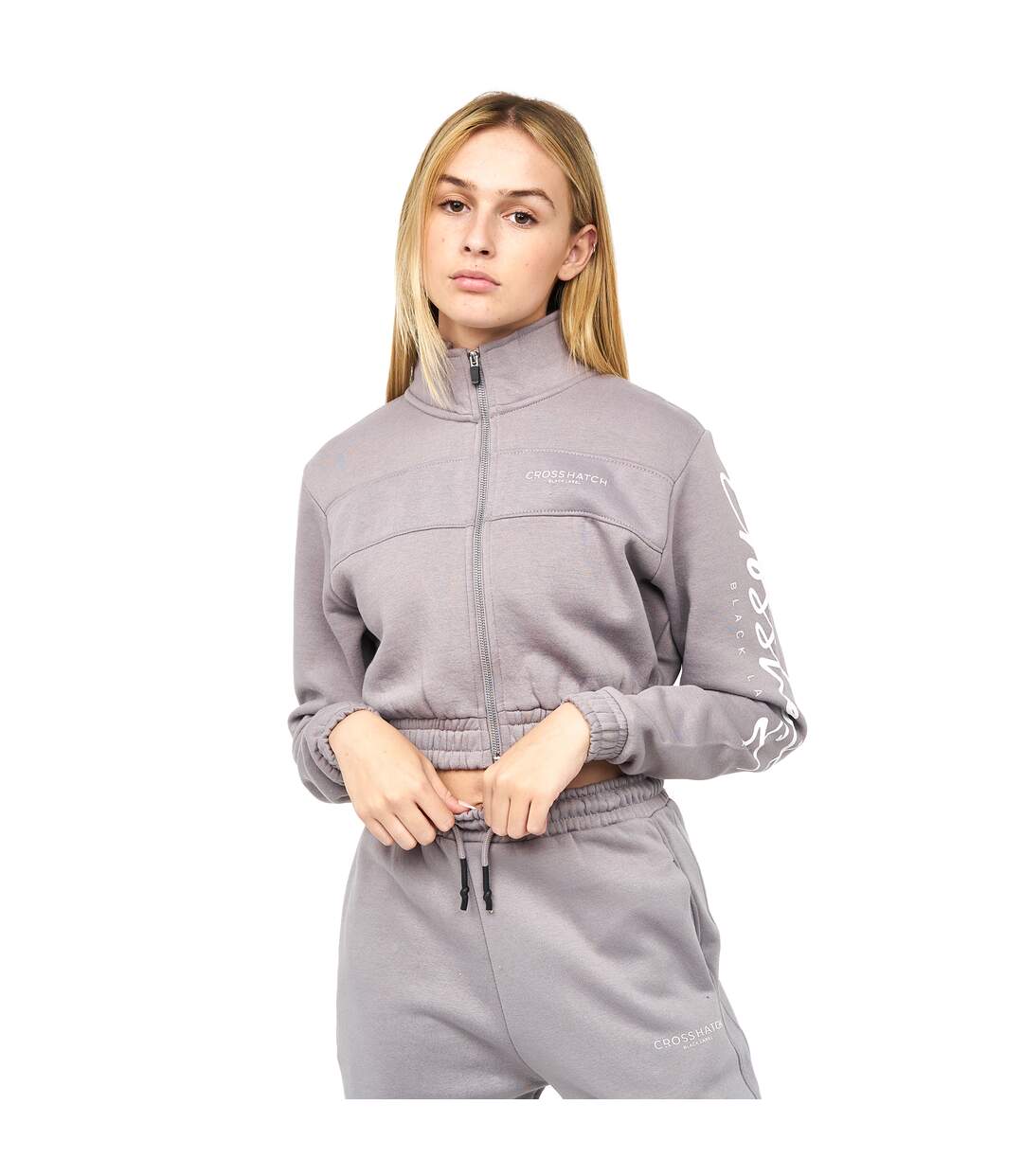 Sweat Court À Capuche Milwalk Femme Gris Crosshatch-2