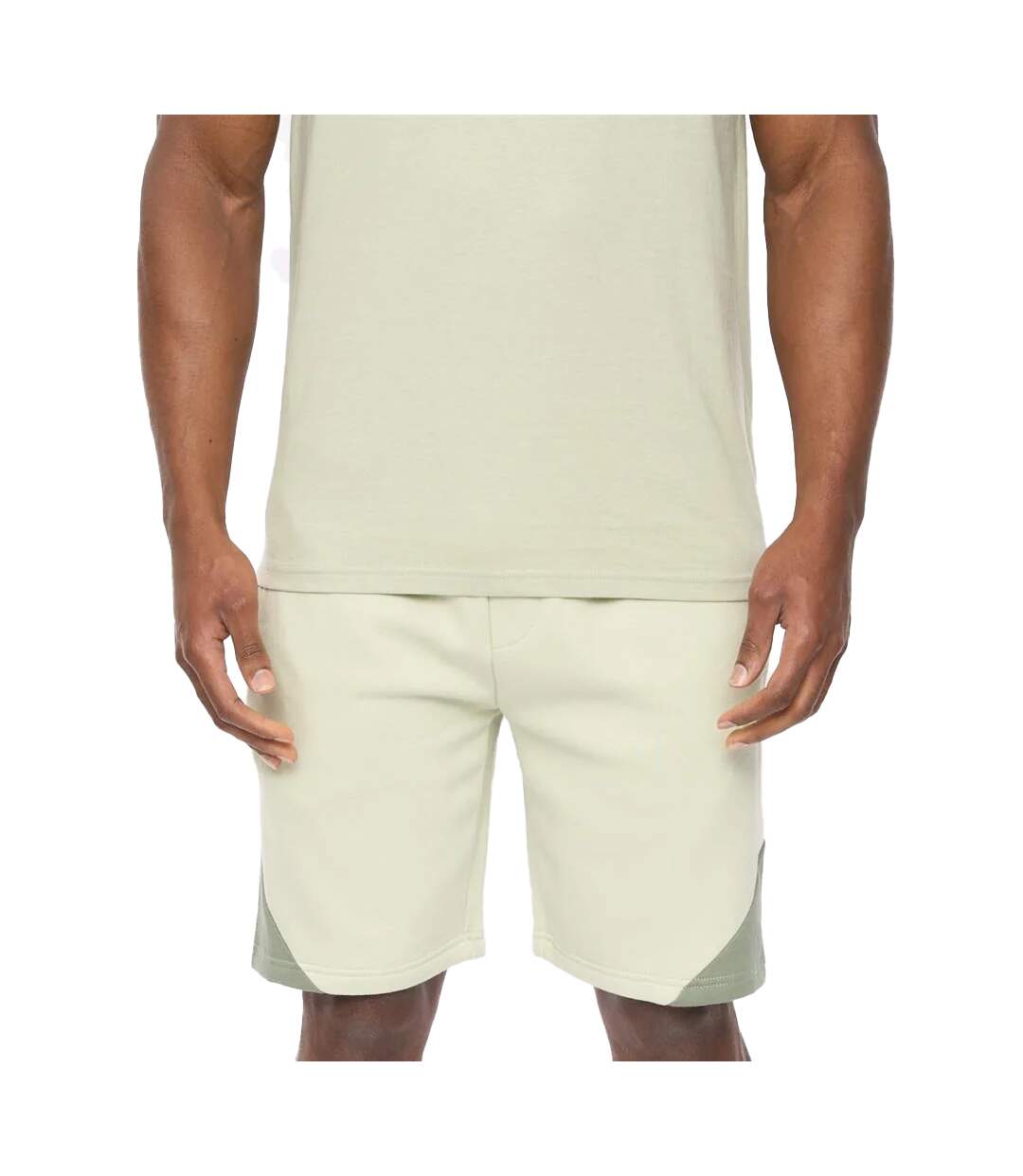 Mens Castlebay Fleece Shorts Light Olive Crosshatch-2