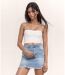 Jupe en denim pour femme - Style décontracté - Coupe droite et courte - Jean clair tendance-5