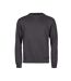 Mens Ribbed Interlock Crew Neck Sweatshirt Dark Grey Tee Jays-1