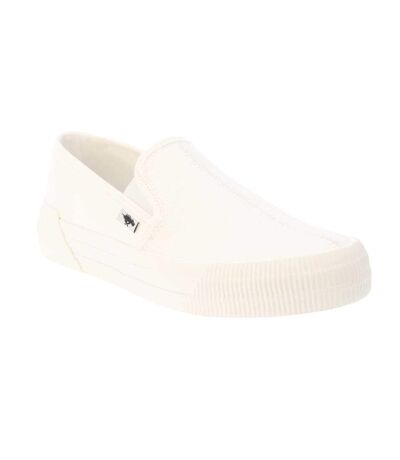 Womens/ladies Cheery Canvas Slip-on Trainers White Rocket Dog