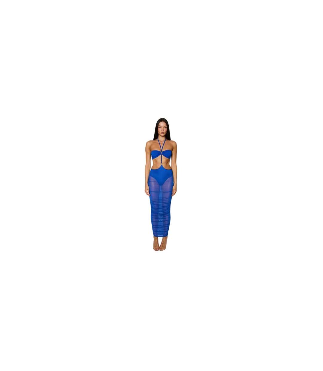 Robe Moulante Motif/style Mi-longue Femme Bleu Honeyz-1