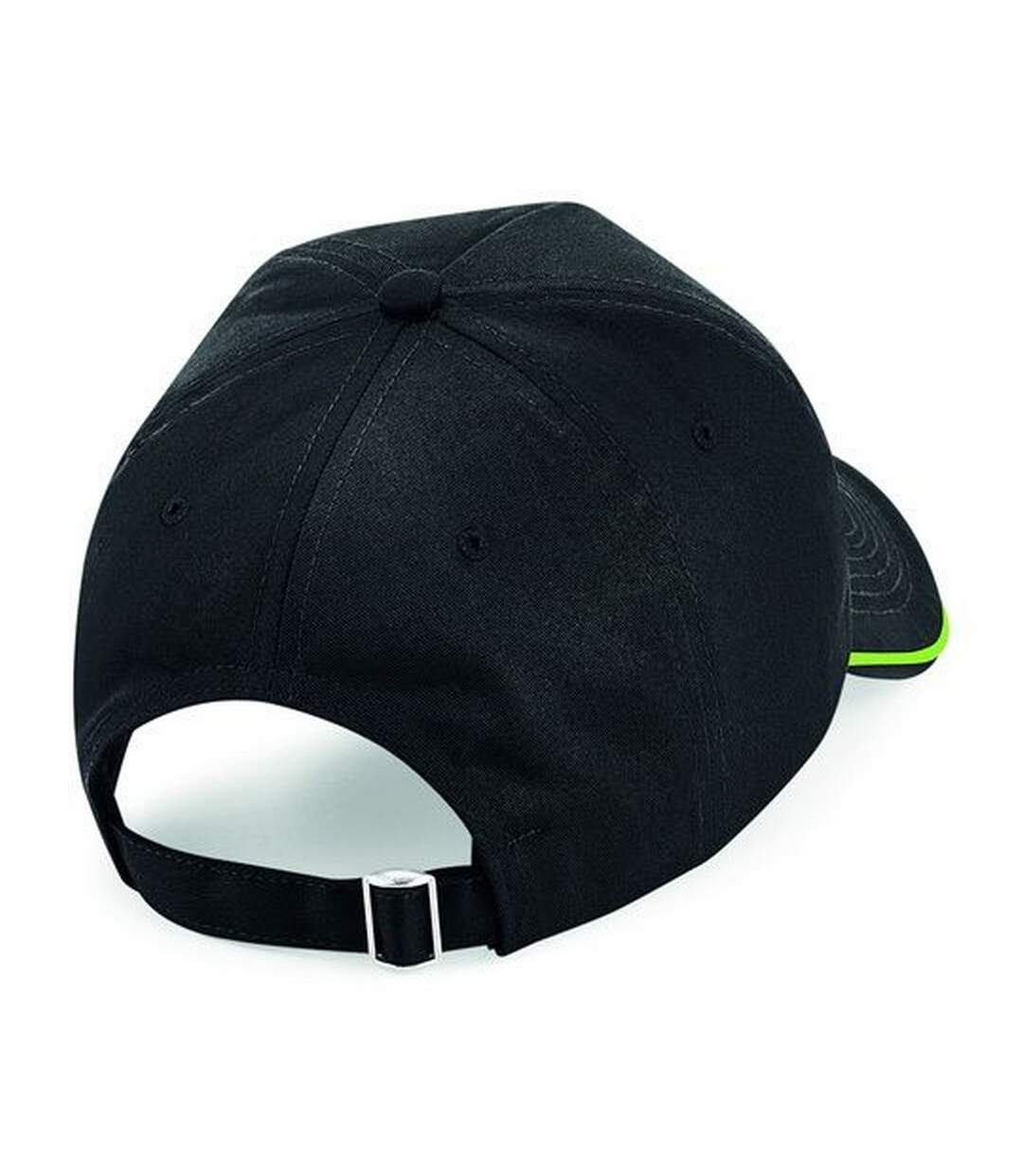 Beechfield Adults Unisex Authentic 5 Panel Piped Peak Cap (Black/Lime Green) - UTBC4640-2