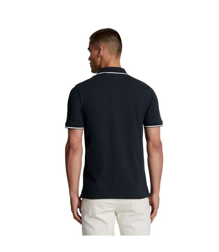 Mens tipped polo shirt dark navy/white Lyle & Scott