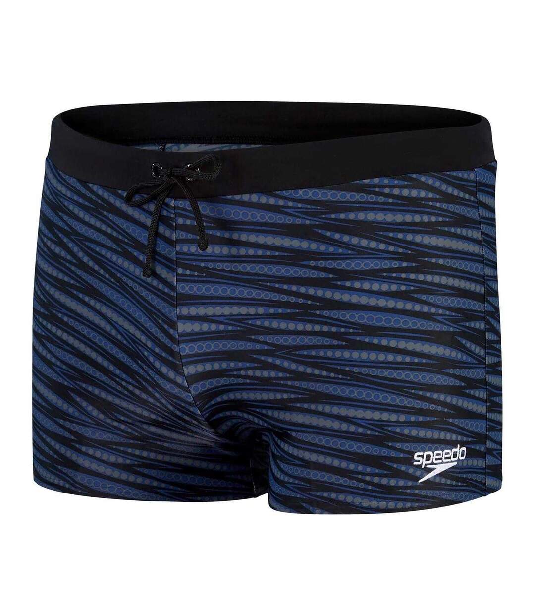 Mens Valmilton Wavy Pattern Slim Swimming Trunks Black Blue Speedo-2