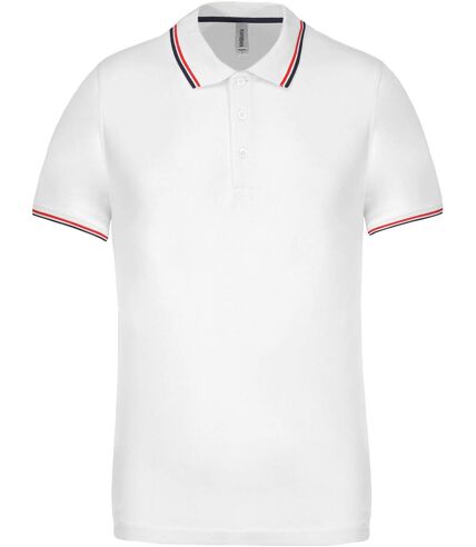 Polo bandes contrastées homme - K250 - blanc navy-red- manches courtes
