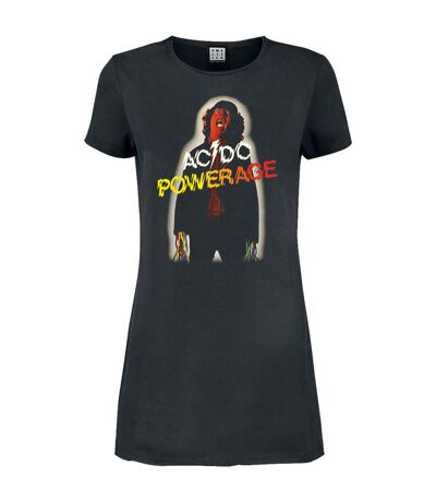 Womens/ladies powerage album cover ac/dc t-shirt dress charcoal Amplified