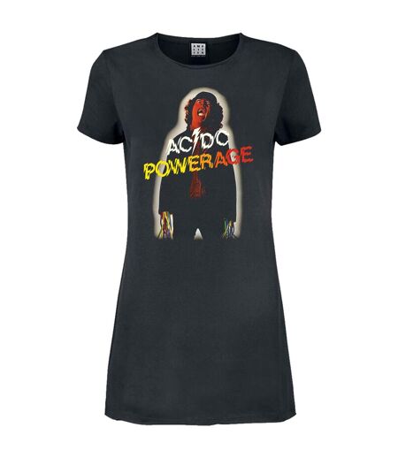 Womens/ladies powerage album cover ac/dc t-shirt dress charcoal Amplified