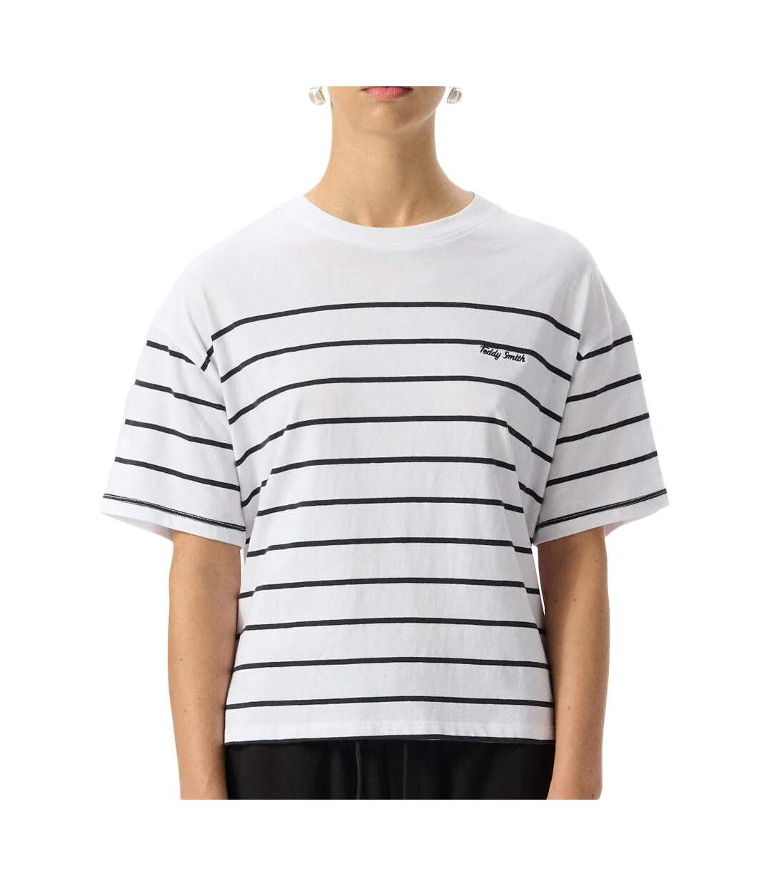 T-Shirt blanc/noir femme teddy smith carla-1