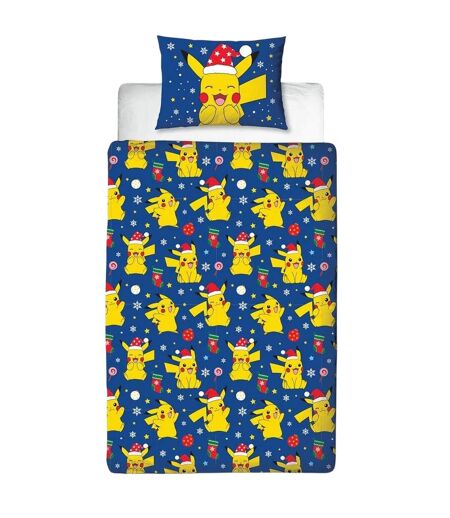 Parure De Lit Motif/style Noël Bleu Jaune Pokemon