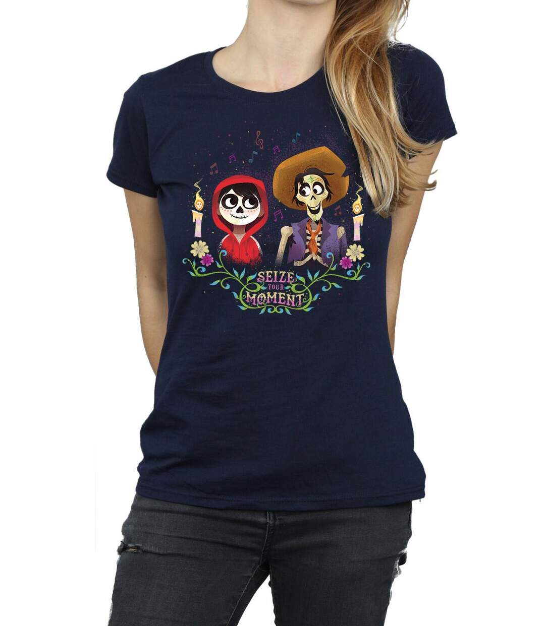 Disney - T-shirt COCO MIGUEL AND HECTOR - Femme (Bleu marine) - UTBI14326-3