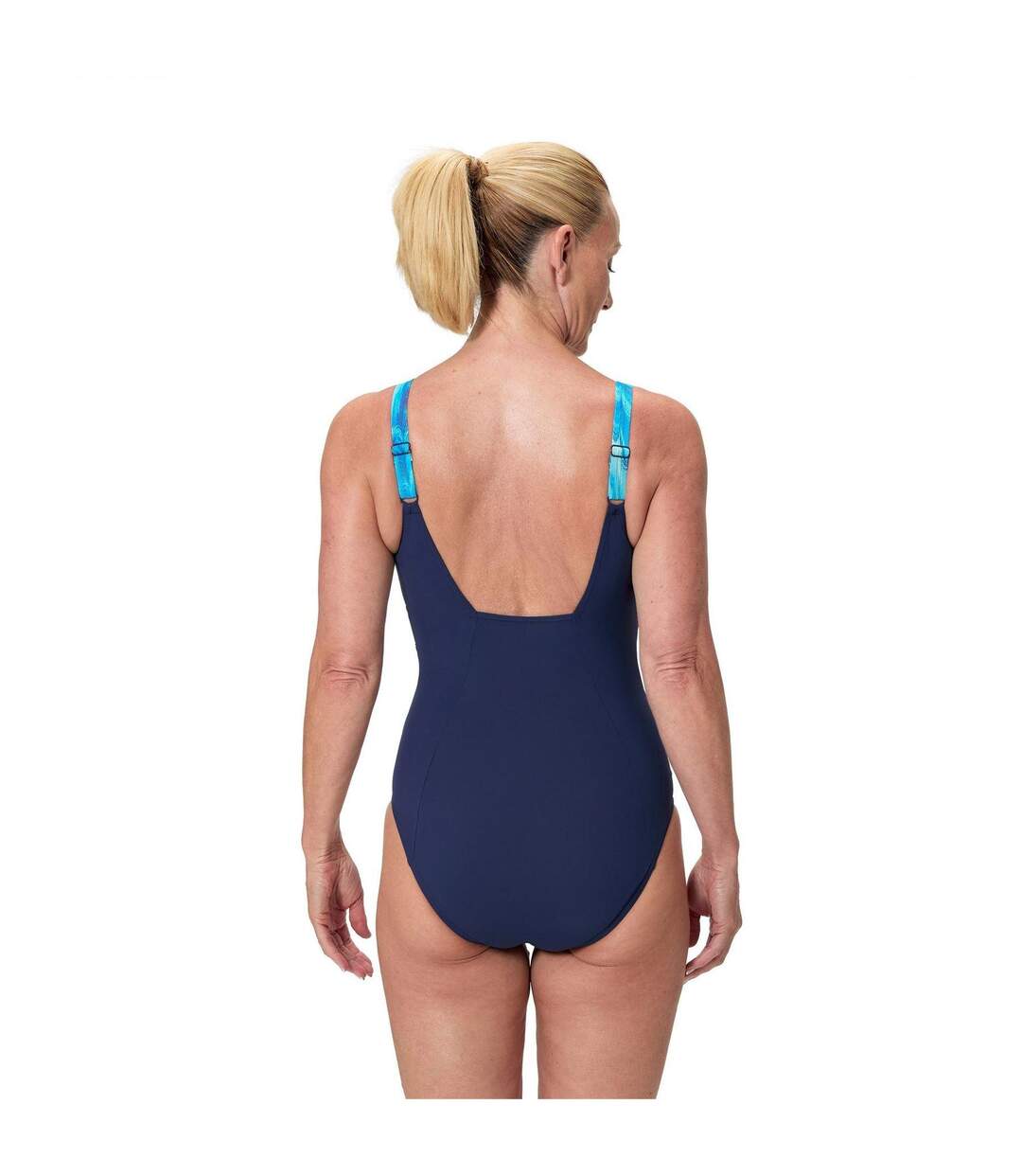 Womens/ladies Wavy One Piece Swimsuit Peacoat Sky Speedo-3
