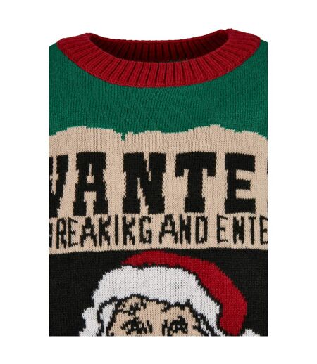 Pull Noël Motif/style Poster 'wanted' Homme Vert Urban Classics