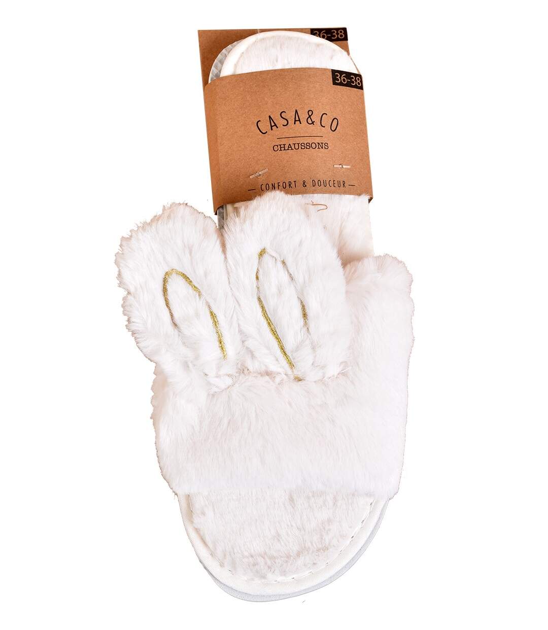 Pantoufles pour Femme CASA AND CO LAPIN Beige-4