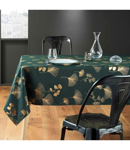 Nappe Imprimé Métallisé Bloomy 150x240cm Vert & Or