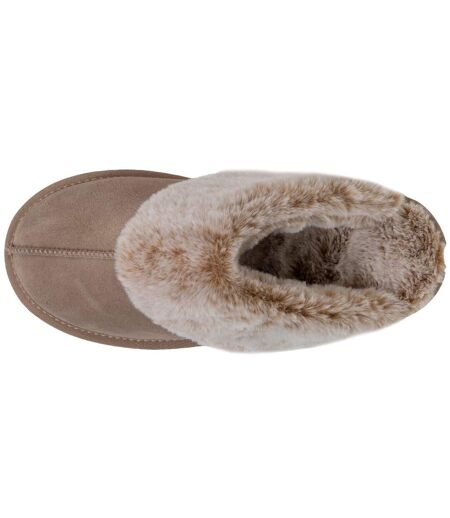 Isotoner Chaussons mules femme cuir fourré chaud