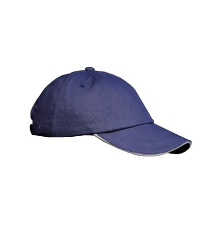 Result Unisex Low Profile Heavy Brushed Cotton Baseball Cap With Sandwich Peak (Pack of 2) (Navy/White) - UTBC4229