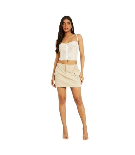Womens/ladies Cargo Mini Skirt Beige Missy Empire