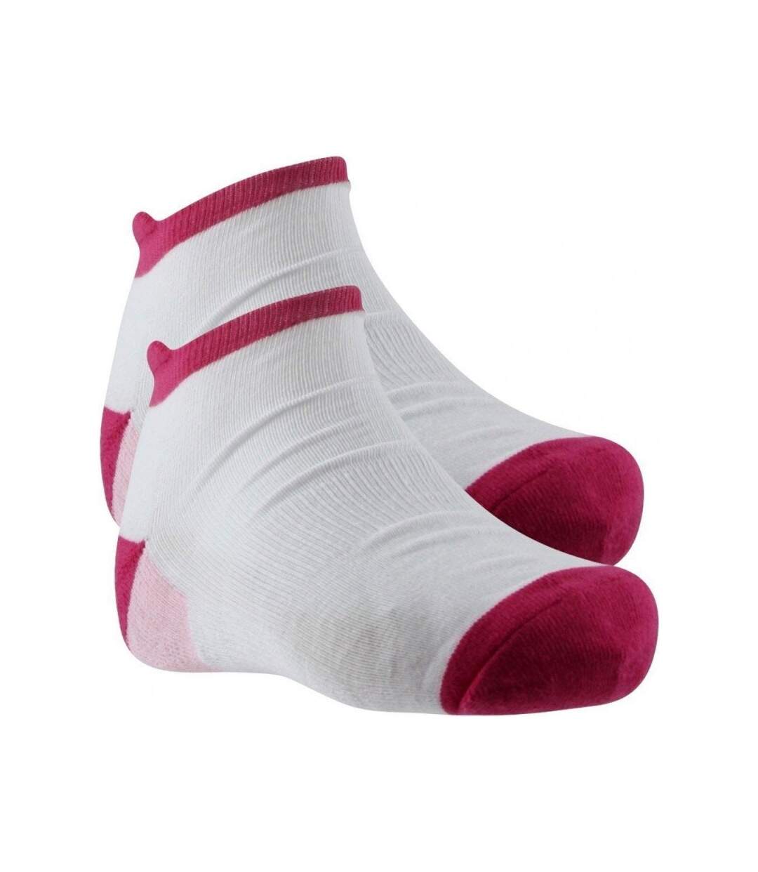 DIM Lot de 2 paires de Socquettes Femme Coton BASIQUE Blanc Rose-1