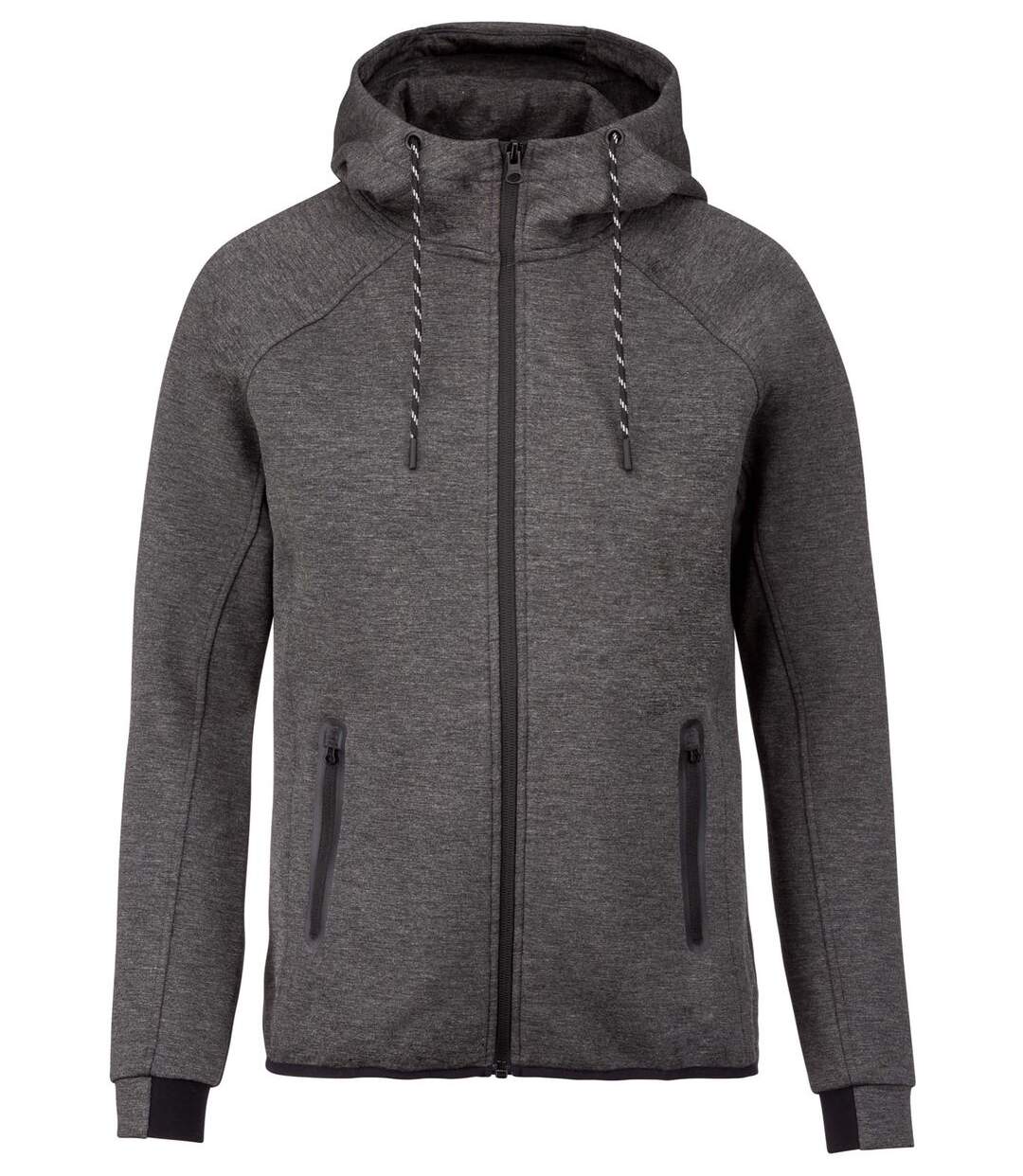 Veste à capuche zippée urban - PA358 - homme - gris chiné foncé-1