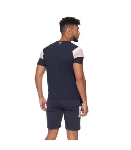 Mens cremland t-shirt & shorts set navy/pink Crosshatch