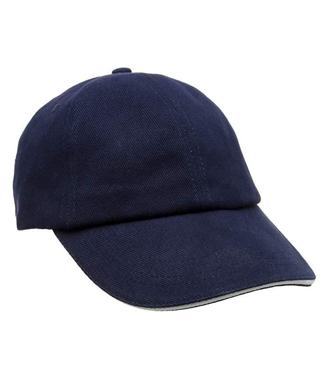 Casquette uni profil bas 100% coton adulte unisexe bleu marine/blanc Result-4