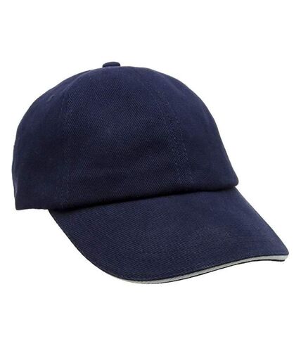 Result Unisex Low Profile Heavy Brushed Cotton Baseball Cap With Sandwich Peak (Navy/White) - UTBC963