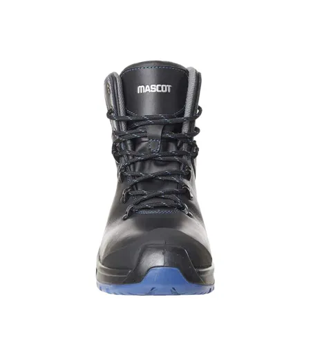 Mens Footwear Flex Leather Safety Boots Black Royal Blue Mascot