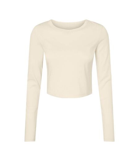 Bella + Canvas Womens/Ladies Plain Micro-Rib Long-Sleeved Crop Top (Solid Natural) - UTRW10101