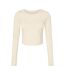 Womens/ladies plain micro-rib long-sleeved crop top solid natural Bella + Canvas