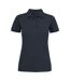 Womens/ladies Stretch Polo Shirt Dark Navy Printer-2