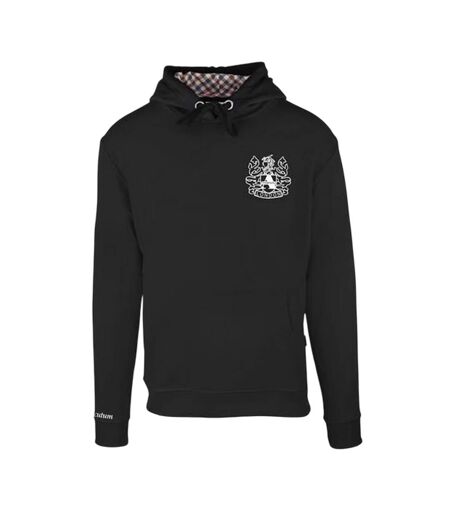Mens London Embroidered Logo Hooded Sweatshirt Black Aquascutum
