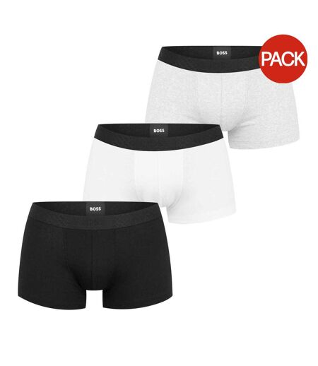 Lot De 3  Boxers Motif/style Monogramme Homme Noir Blanc Gris Boss
