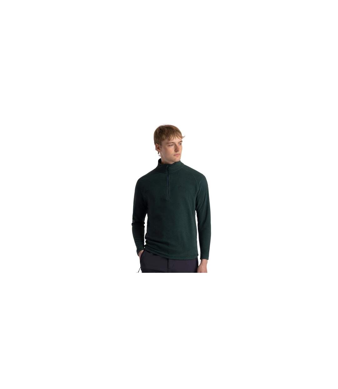 Mens Keynote Anti Pilling 1/4 Zip Fleece Top Green Smoke Alpine Trespass-1