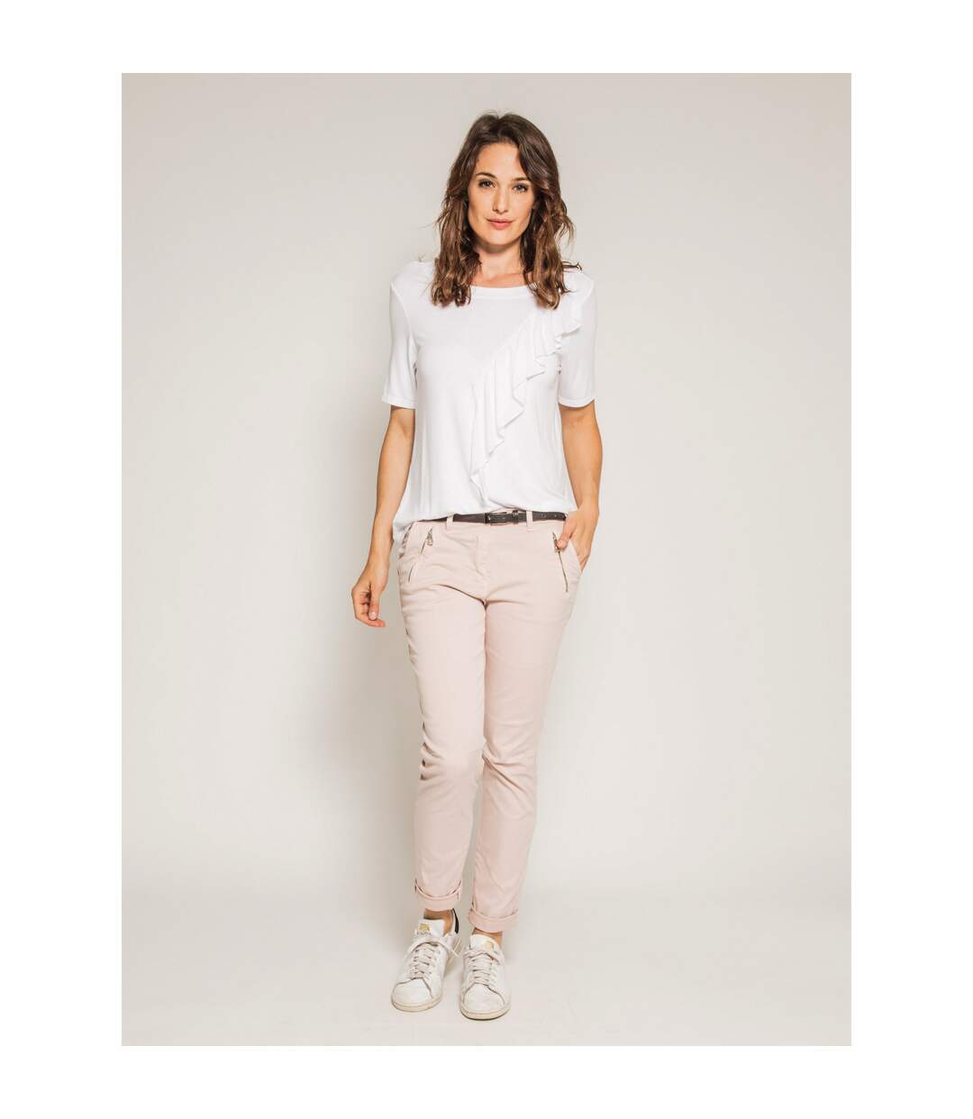T-shirt col rond avec volant FIRMINI - Dona X Lisa-3