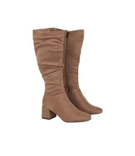 Womens/ladies kaya ruched knee-high boots taupe Dorothy Perkins