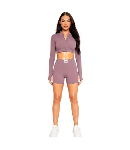Womens/ladies Logo Fitted Shorts Purple Missy Empire
