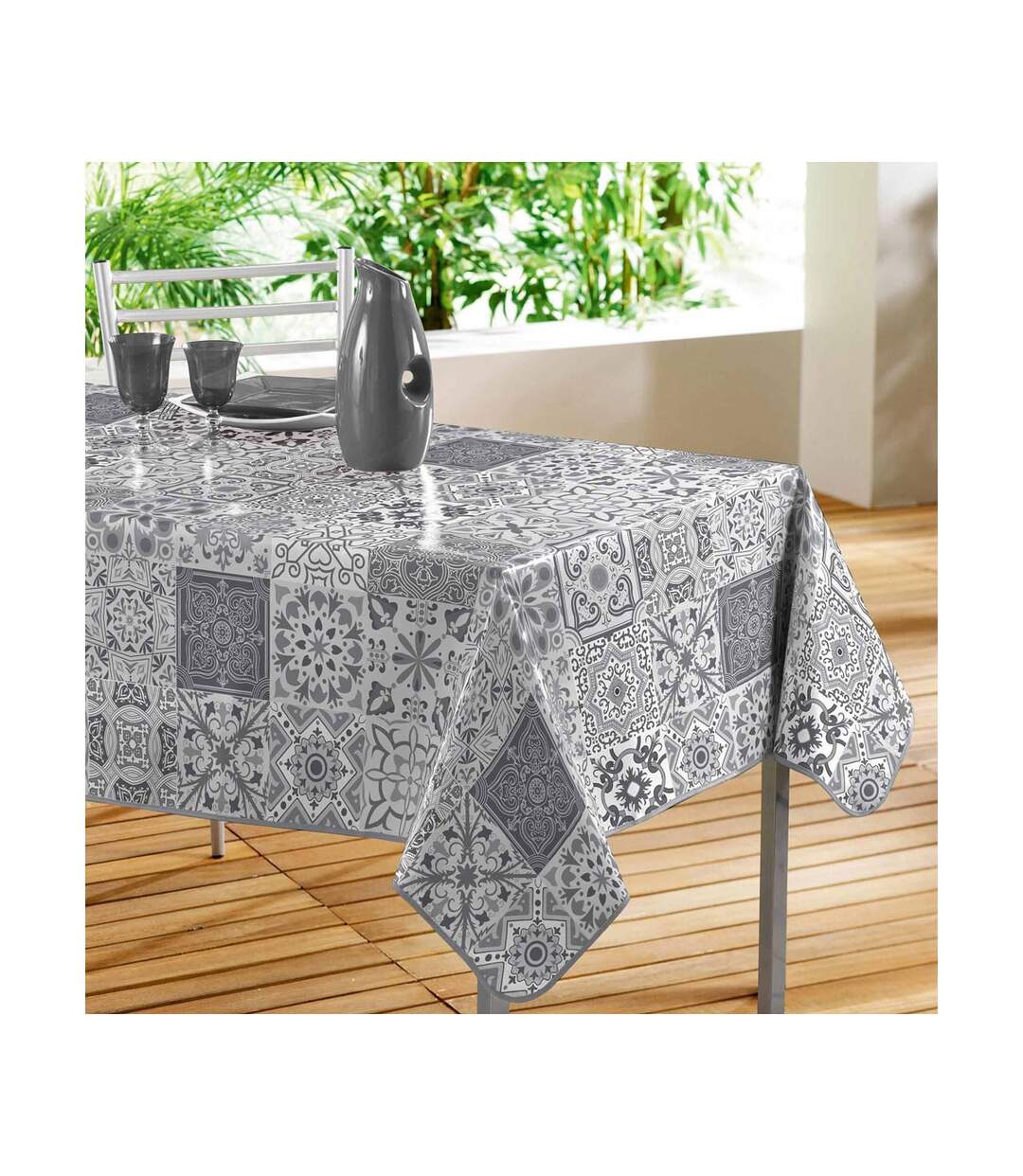 Nappe Toile Cirée Persane 140x240cm Gris-1