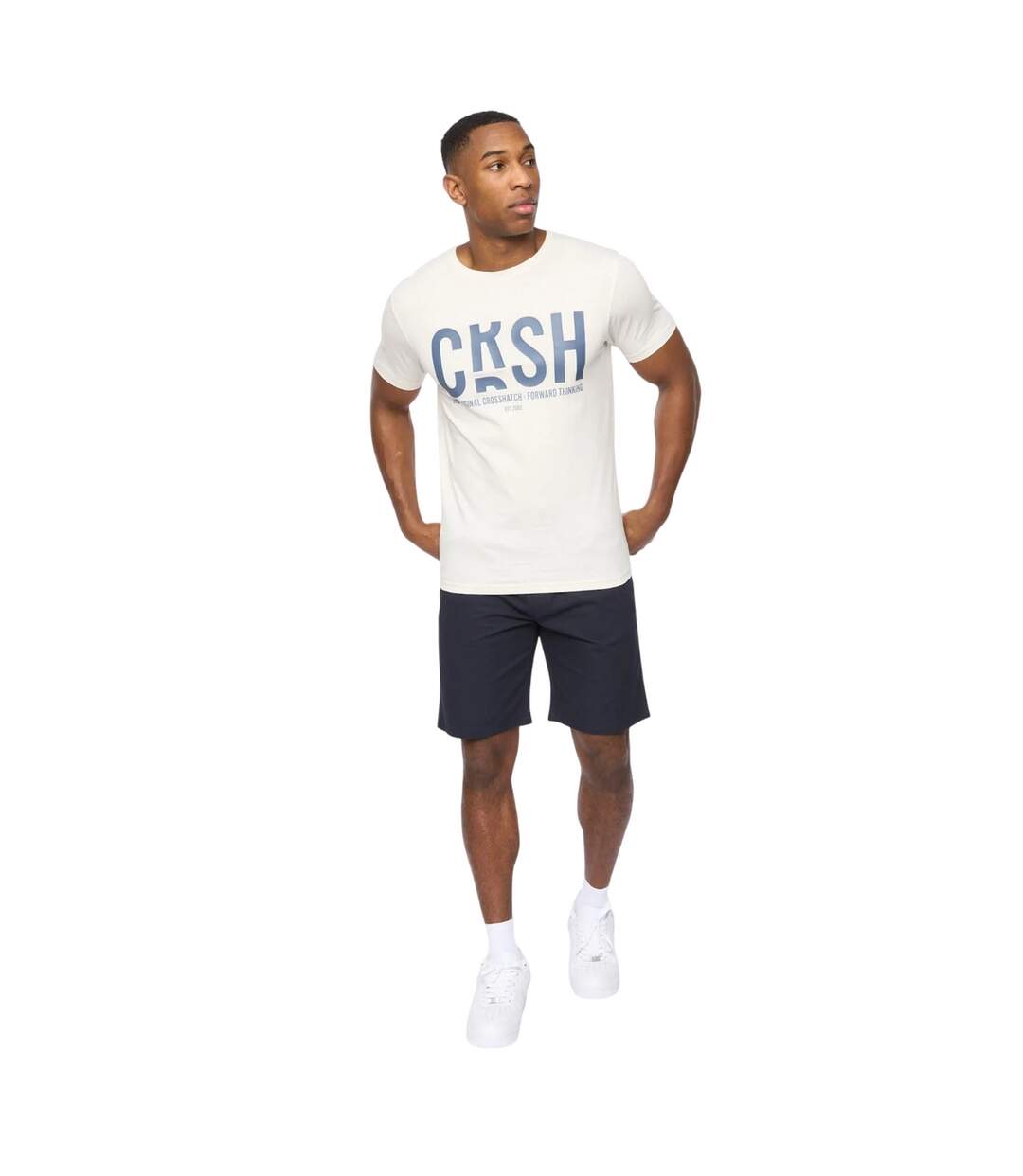 T-shirt Solari Homme Blanc Cassé Crosshatch-1
