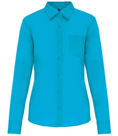 Chemise popeline manches longues - Femme - K549 - bleu turquoise