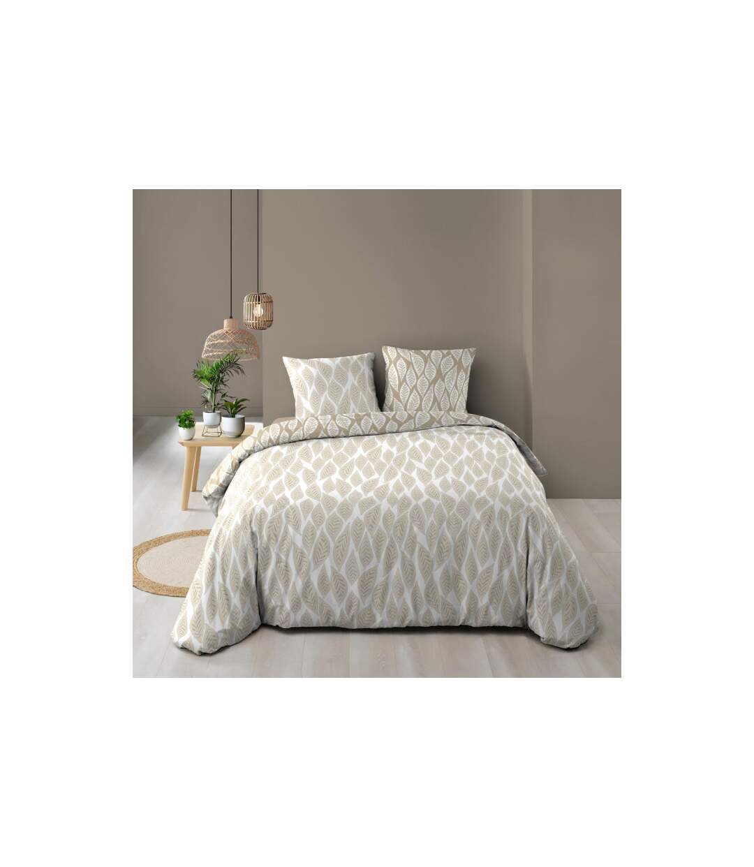 Parure de Lit 3 Pièces Mareva 240x220cm Beige-1