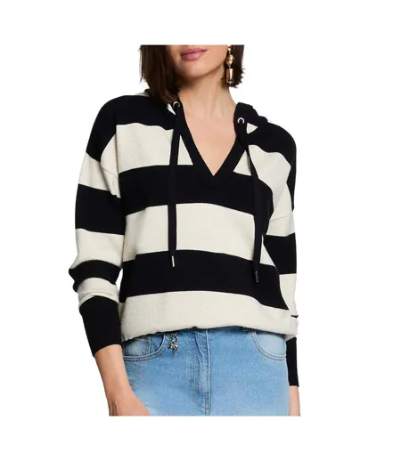 Pull blanc/noir femme morgan preppy