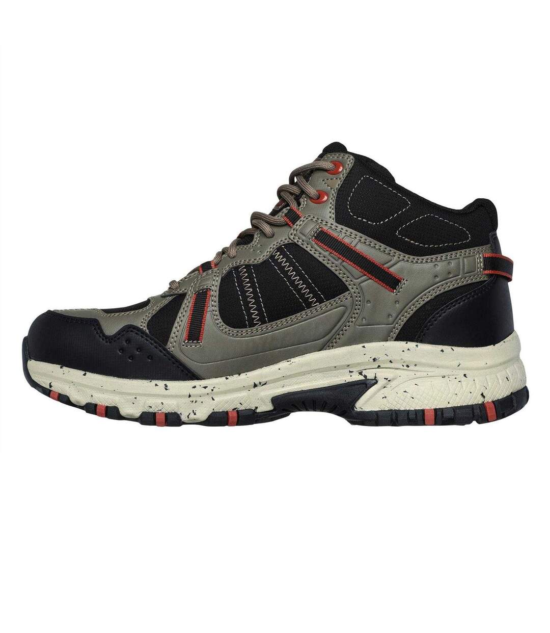 Mens Hillcrest Logo Leather Walking Boots Natural Black Skechers-2
