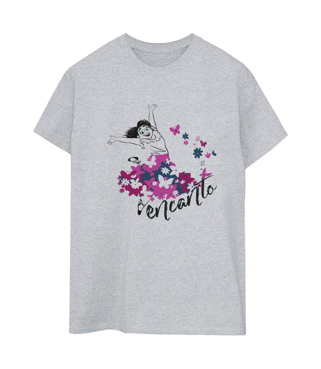 Disney Femmes/Les femmes Encanto Mirabel Flower Cotton Boyfriend T-Shirt (Gris sportif) - UTBI22412-1