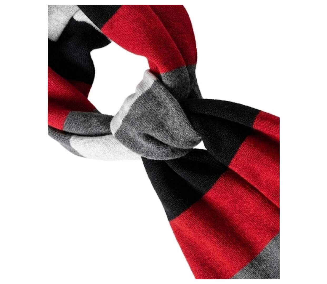 Écharpe Rayée Grise, Rouge et Noire – Coton Doux Mélangé-2