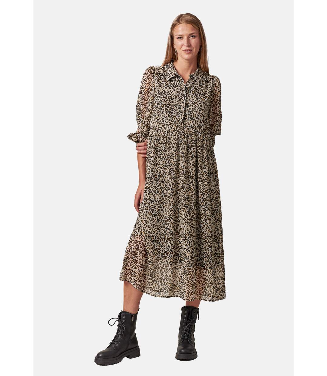 Robe midi à imprimé léopard pour femme LIVIA-1