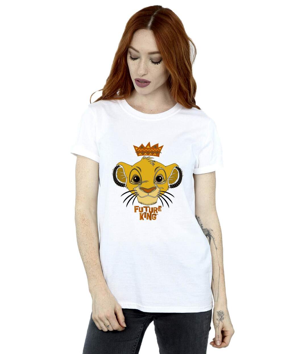 Disney Womens/Ladies The Lion King Future King Cotton Boyfriend T-Shirt (Blanc) - UTBI18268-2